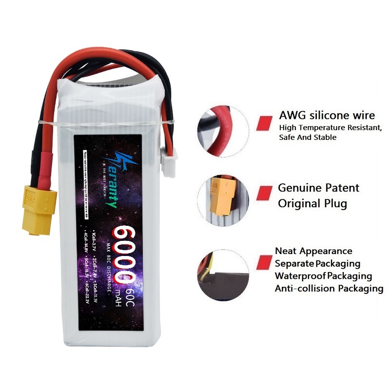 Аккумулятор Lipo 6000 В, 14,8  – обзор и цена 4S Lipo Battery 14.8V 6000Mah