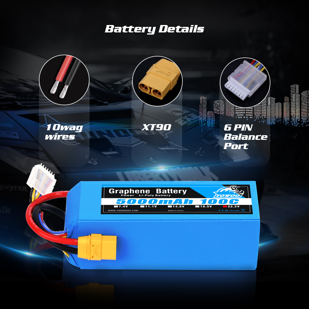 Аккумулятор Yowoo Graphene Lip – обзор и цена 6S Lipo Battery 22.2V 5000Mah