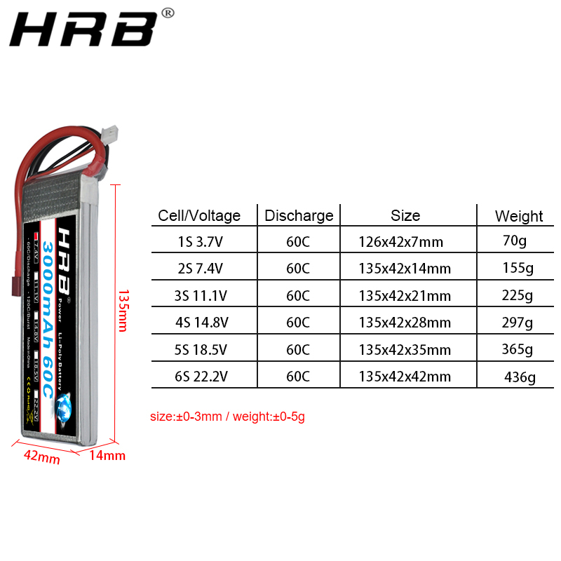HRB lipo Аккумулятор 2S 3S 4S  – обзор и цена 4S Lipo Battery 14.8V 6000Mah
